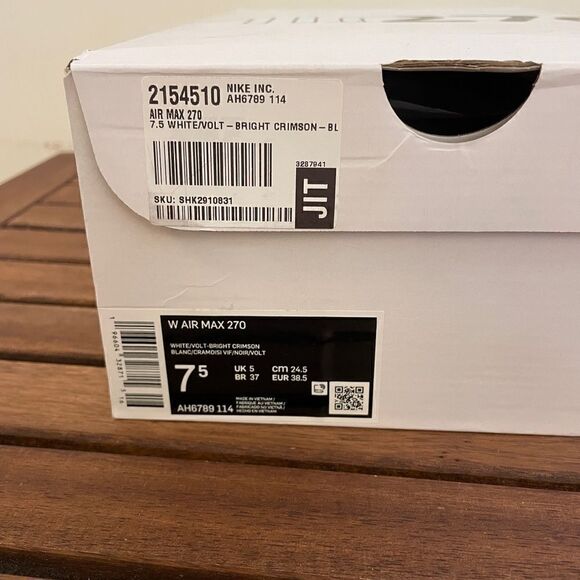 Nike Air Max 270 White/Volt-Bright Crimson US Women 7.5/UK 5/EU 38.5(AH6789-114) - Picture 13 of 13